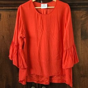 LaRoque 100% Silk Flutter Sleeve Blouse